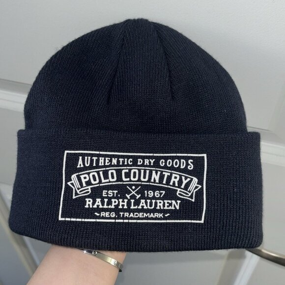 Polo Ralph Lauren Other - Ralph Lauren Polo Country Rib Knit Fold Navy Beanie Hat